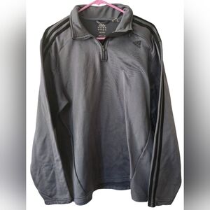 Adidas Men's Large Quarter Zip Pullover Gray Athletic Sweatshirt